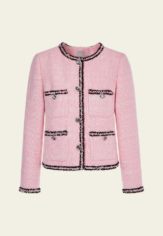 Black Trimmed Pink Tweed Jacket Denim Jacket Leather Jacket Suede Jacket