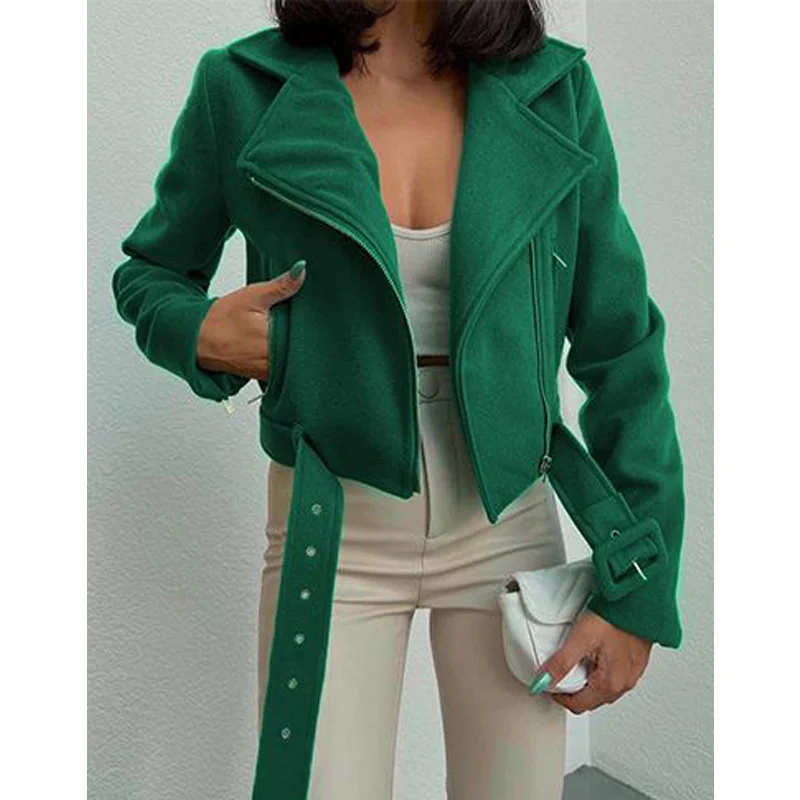 Cropped Side Pockets Jacket Knit Fabric Woven Fabric Fleece Fabric