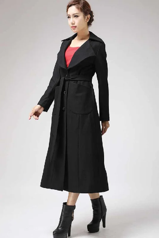 Black Long Wool Coat Winter Jacket 0704# Oversized Jacket Tailored Jacket Straight Jacket