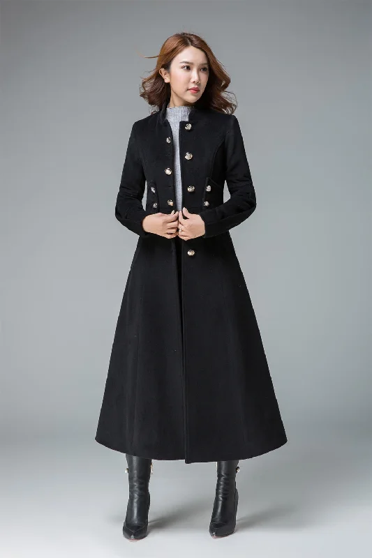 black winter coat, long wool coat, wool jacket, fitted coat, long coat 1840# Stand-Up Collar Roll-Neck Collar Turtle Neck black winter coat, long wool coat, wool jacket, fitted coat, long coat 1840# Stand-Up Collar Roll-Neck Collar Turtle Neck