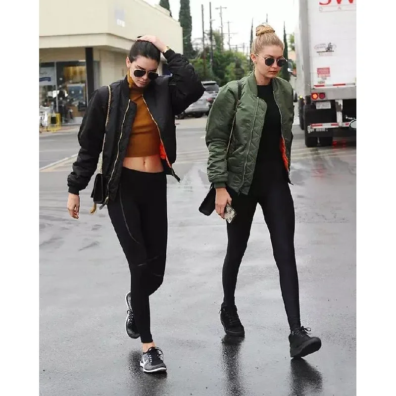Bomber Jacket Long Sleeve Coat Welt Pockets Slit Pockets Flap Pockets