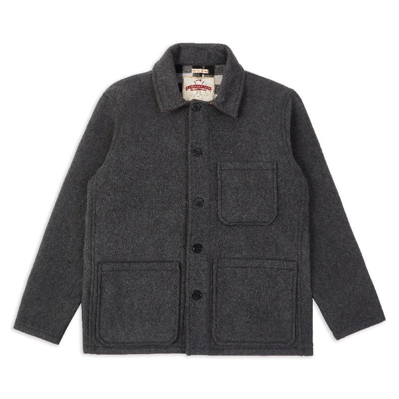 Wool Workwear Jacket - Grey Tailored Jacket Straight Jacket A-Line Jacket