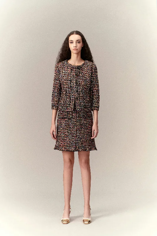 Chunky Woven Patch-pocket Tweed Jacket Lace Jacket Ribbed Jacket Sequined Jacket