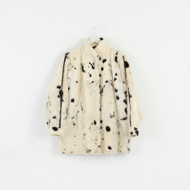 Wyhid Pelze Women L Jacket Beige Spotty Fut Leather Buttoned Boho Top Wool Jacket Cashmere Jacket Tweed Jacket
