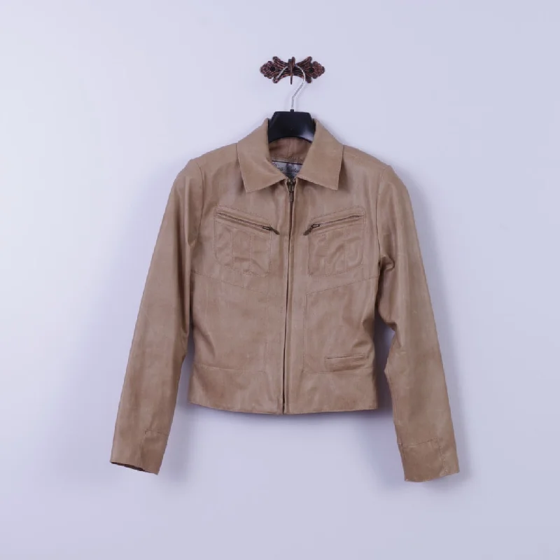 Pina Colada Womens 38 S Jacket Beige PVC Scandinavian Design Zip Up Top Stand-Up Collar Roll-Neck Collar Turtle Neck