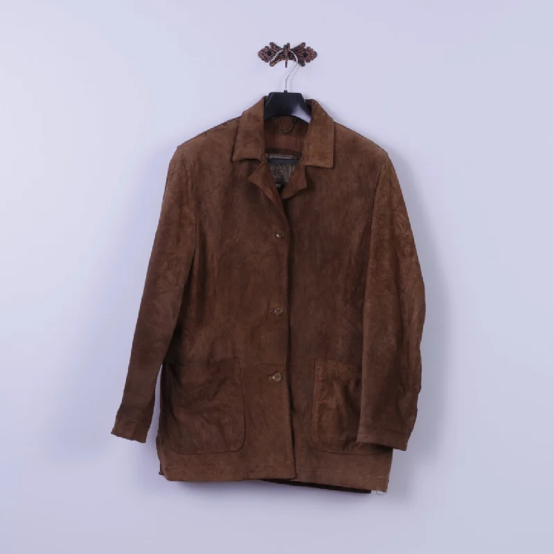 Privilegi Womens 48 XL Jacket Brown Vintage Leather Suede Designed in Italy Jacket Zippered Jacket Buttoned Jacket Snapped Jacket
