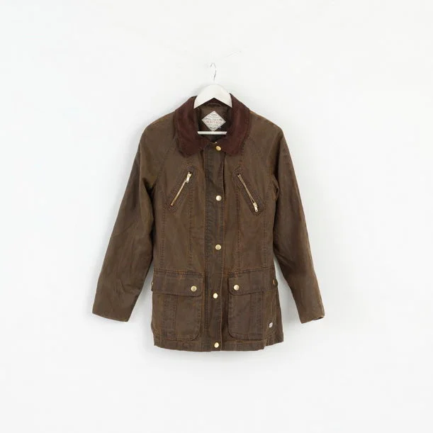 Blonde Heritage Women 10 S Jacket Brown Zip Up Cotton Military Top Insulated Jacket Fitted Jacket Loose Jacket