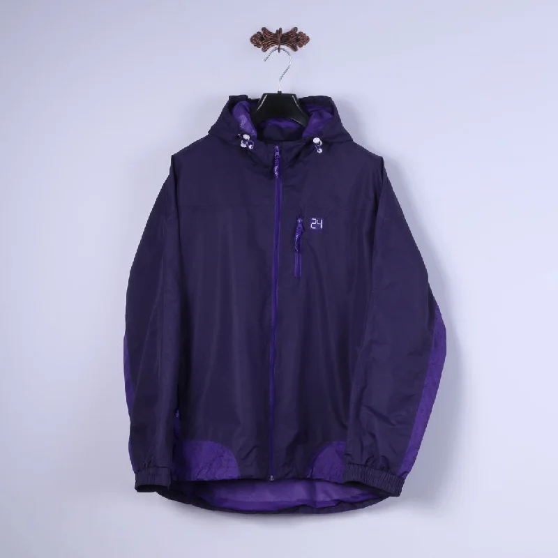 Twentyfour Women 46 XXL Jacket Purple Seatlle Hooded Outdoor Zip Up Top Mesh Jacket Canvas Jacket Denim Jacket