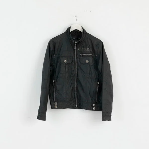Tom Tompson Womens M Jacket Black Biker Sporting Full Zipper Was Cotton Top Fleece Jacket Down Jacket Parka
