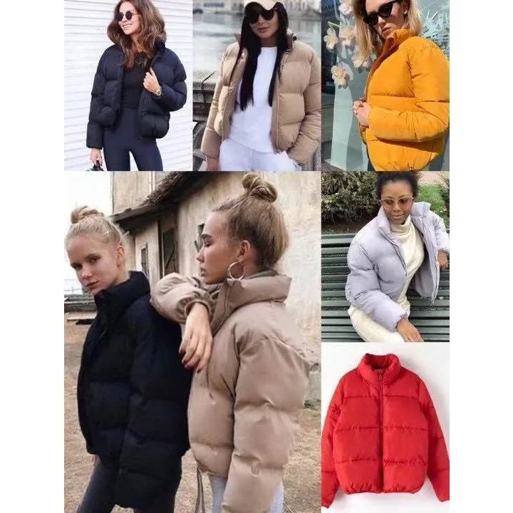 Button Puff Short Bomber Jacket  Faux Fur Jacket Real Fur Jacket Shearling Jacket