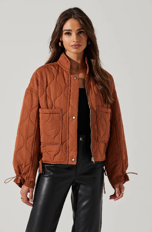 Dalia Quilted Cinched Jacket Toggled Jacket Drawstring Jacket Belted Jacket