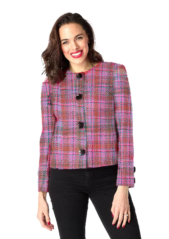 Daniela Check Round Neck Jacket - sizes 10, 12, 14, 16 Elasticated Jacket Padded Jacket Insulated Jacket