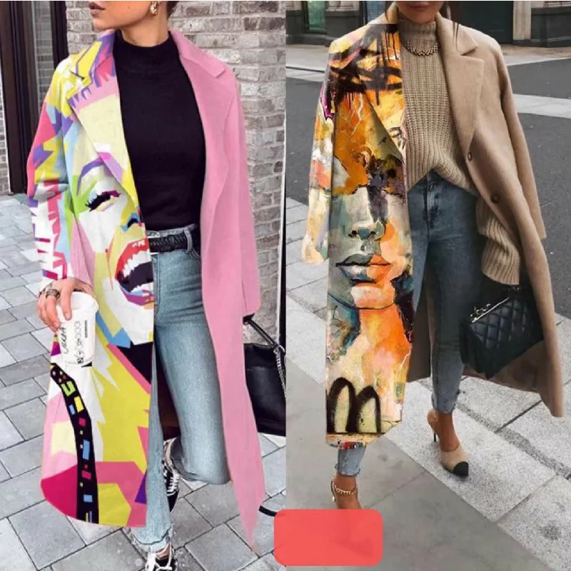 Fall Winter Elegant Lapel Collar Button Long Jacket Ribbed Jacket Pleated Jacket Ruffled Jacket