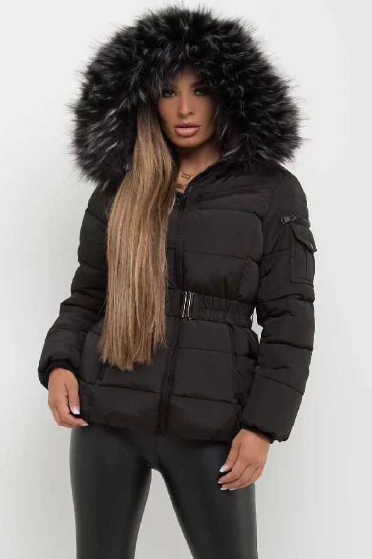 Faux Fur Hooded Jacket With Belt Denim Jacket Leather Jacket Suede Jacket