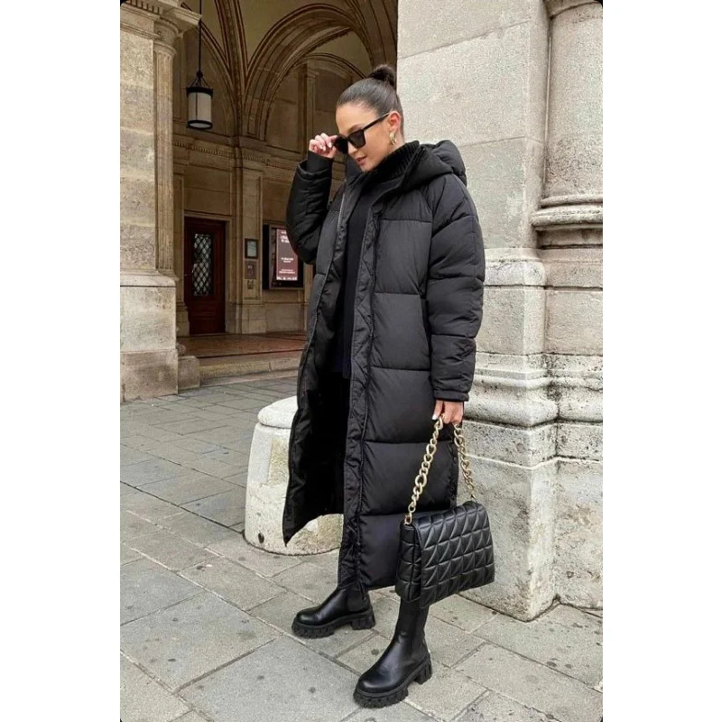 Hooded Long Puffer Jacket Bomber Jacket Anorak Windbreaker