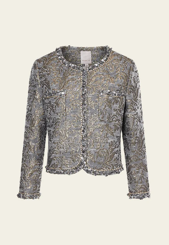 Jacquard Pattern Cropped Jacket Jersey Jacket Tulle Jacket Batik Jacket