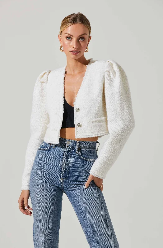 Madrigal Cropped Tweed Jacket Satin Jacket Silk Jacket Chiffon Jacket