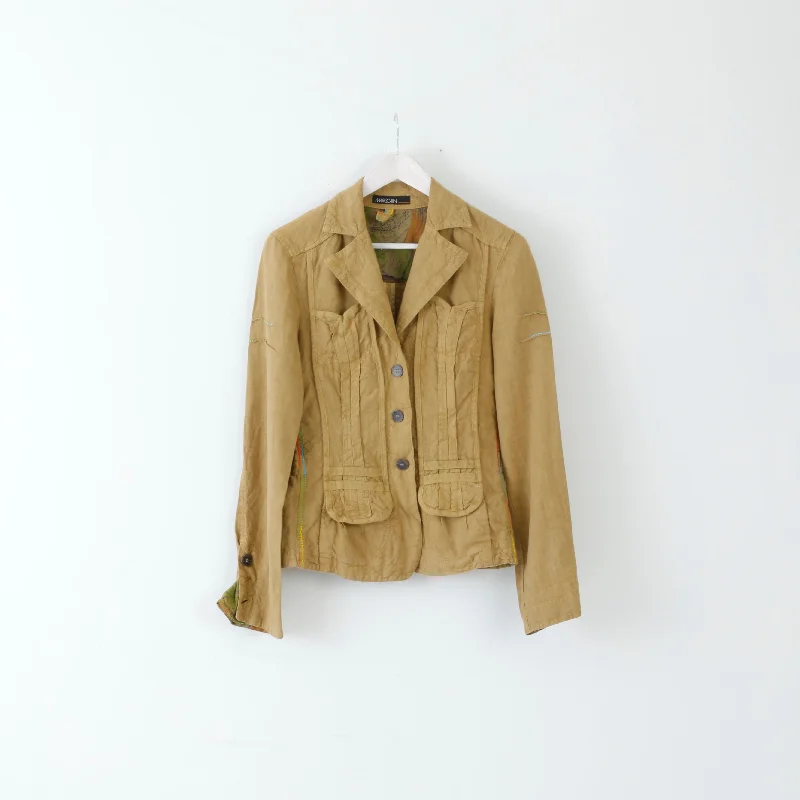 Marc Cain Women N2 S Jacket Top Blazer Lite Coffee Button Up Cardigan Sweater Pullover