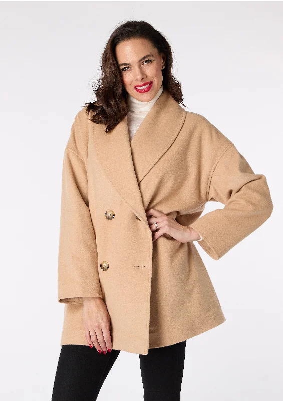 Molly Relaxed Fit Jacket with Shawl Collar - size M/L Boat Neck Shawl Collar Notched Collar