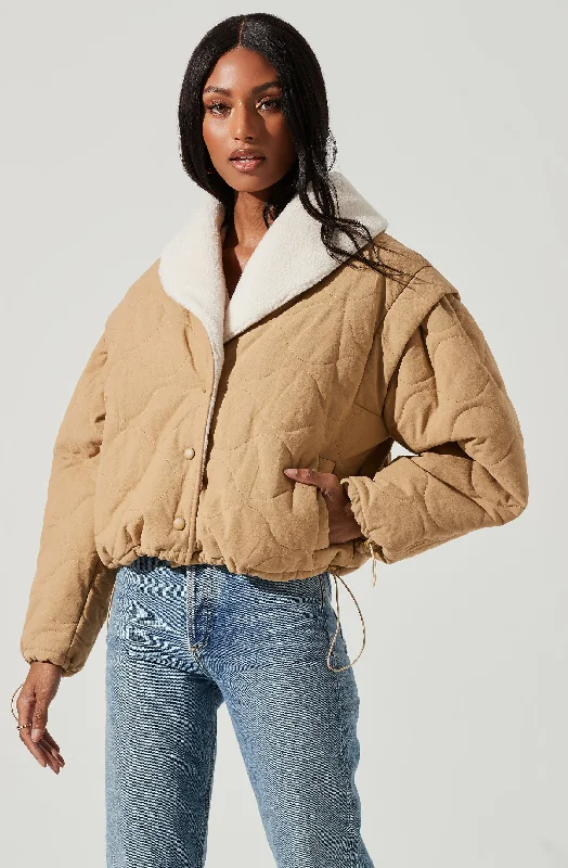 Nadine Quilted Faux Shearling Jacket Trench Coat Raincoat Waterproof Jacket