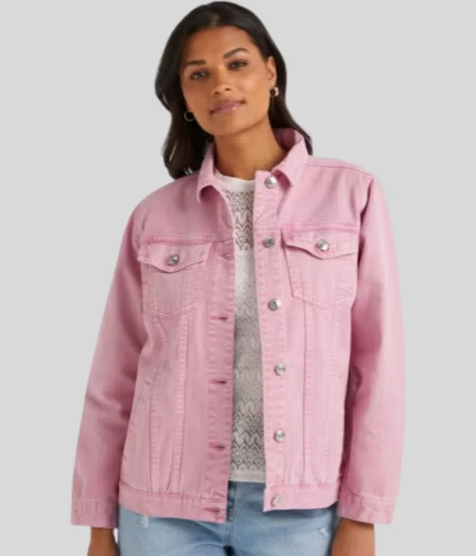 Pink Denim Jacket Elasticated Jacket Padded Jacket Insulated Jacket