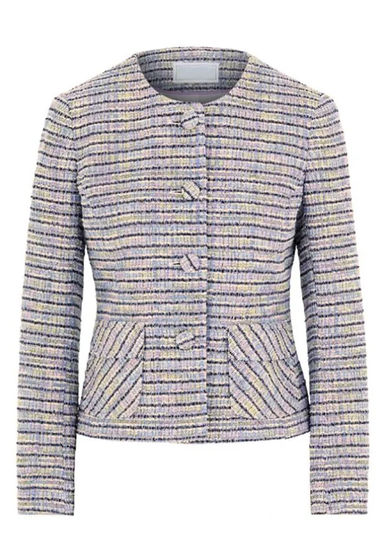 Ruth Round Neck Jacket with Metallic Thread - size 10 & 20 Toggled Jacket Drawstring Jacket Belted Jacket