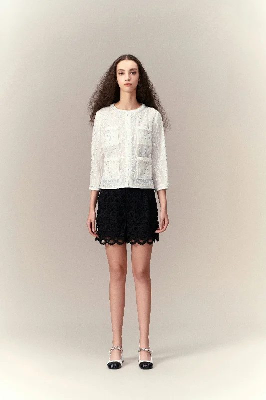 Sequin-detail Mesh Jacket Wool Jacket Cashmere Jacket Tweed Jacket