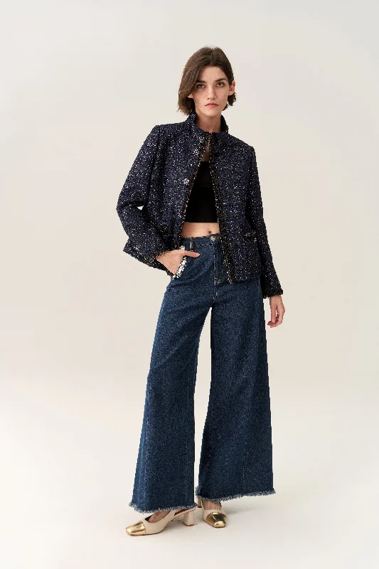 Stand Collar Fitted Jacket Cardigan Sweater Pullover