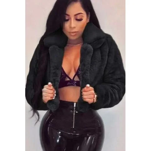 Vintage Crop Fur Jacket Herringbone Jacket Checkered Jacket Solid Jacket