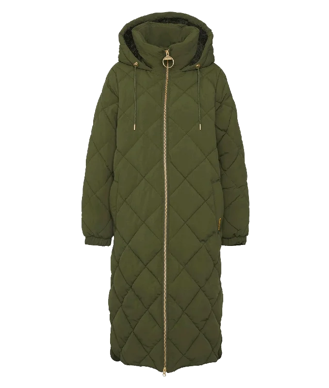 Kirkton Longline Puffer Jacket - Green Welt Pockets Slit Pockets Flap Pockets