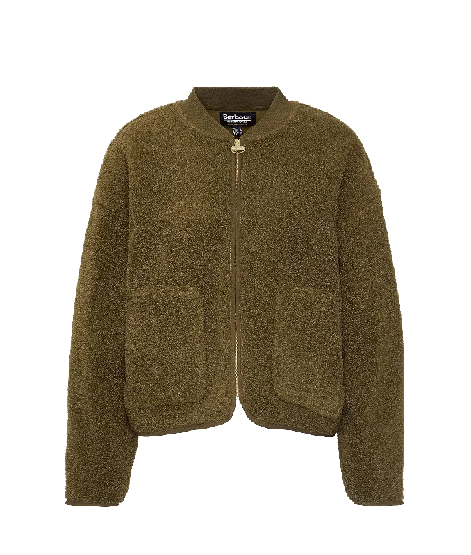 Serova Fleece Bomber Jacket - Green Wool Jacket Cashmere Jacket Tweed Jacket