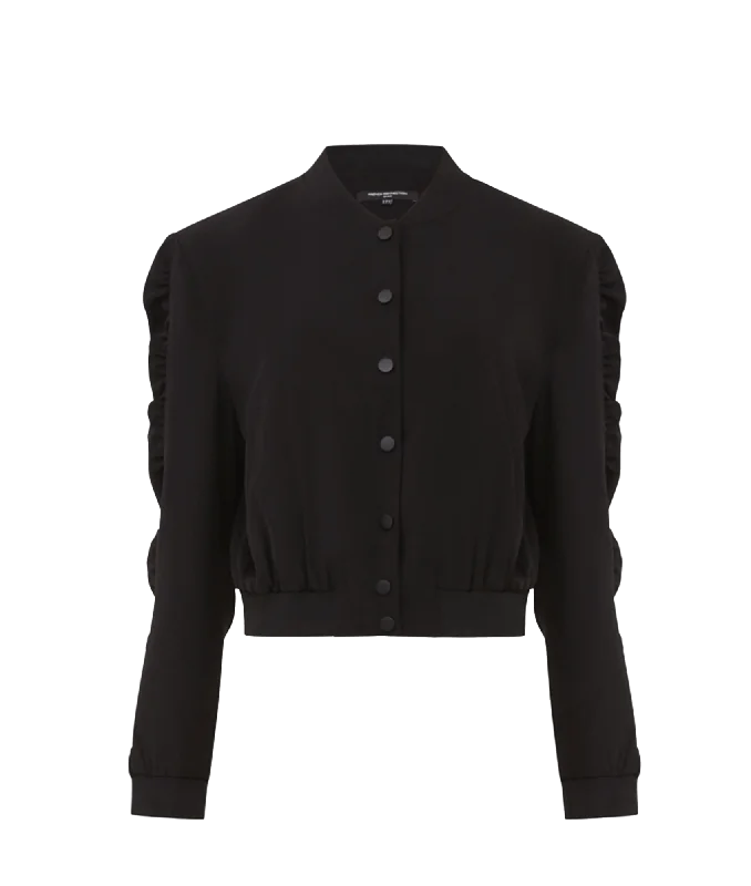 Harrie Suiting Bomber Jacket - Black V-Neck Jacket Boat Neck Jacket Square Neck Jacket
