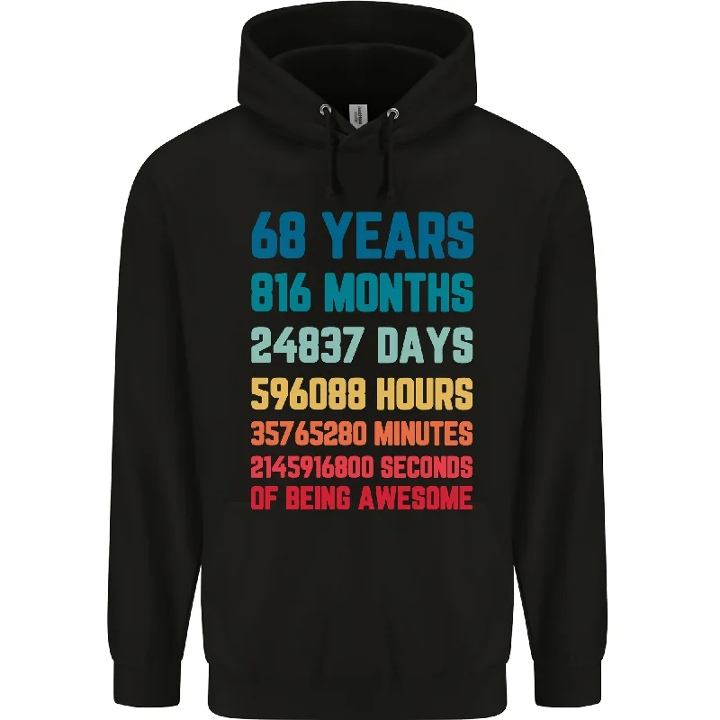 68th Birthday 68 Year Old Mens 80% Cotton Hoodie Hoodie with Frayed Bohemian Relaxed