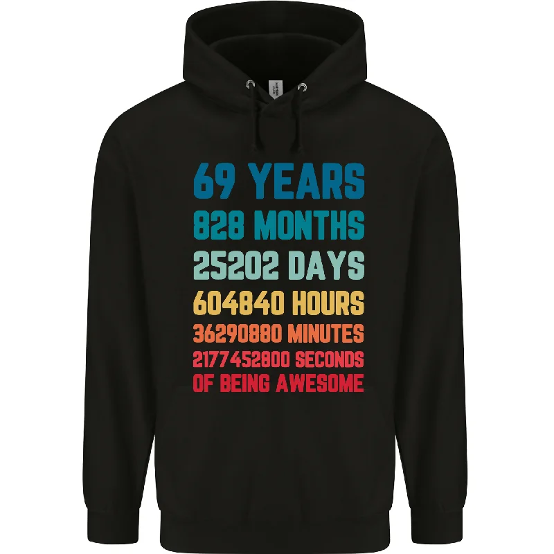69th Birthday 69 Year Old Mens 80% Cotton Hoodie Hoodie with Elastic Waist Stretchable Comfortable