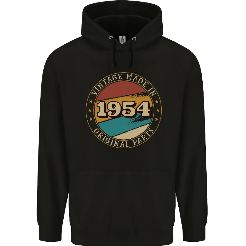 70th Birthday  Vintage Made In 1954 Mens 80% Cotton Hoodie Zip Hoodie Drawstring Kangaroo Pocket