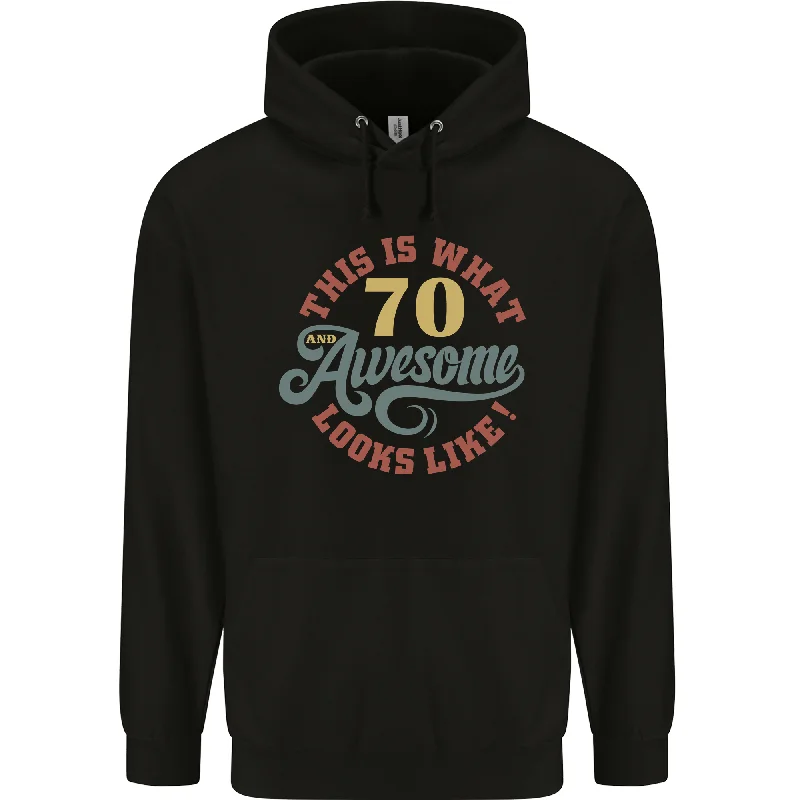 70th Birthday 70 Year Old Awesome Looks Like Mens 80% Cotton Hoodie Hoodie with Lining Warm Insulated