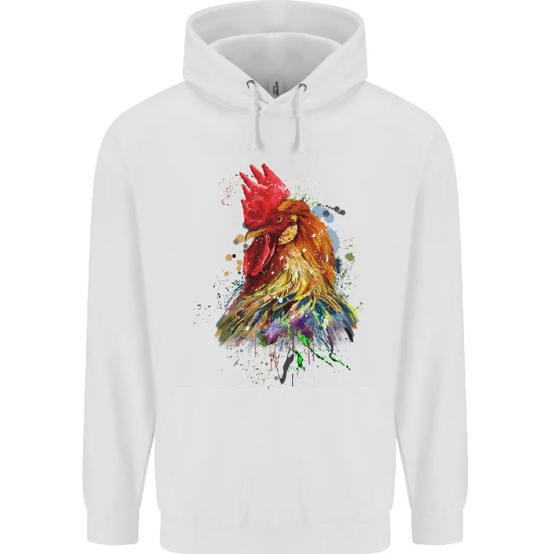 A Chicken Watercolour Mens 80% Cotton Hoodie Hoodie with Strings Custom Fit Adjustable A Chicken Watercolour Mens 80% Cotton Hoodie Hoodie with Strings Custom Fit Adjustable