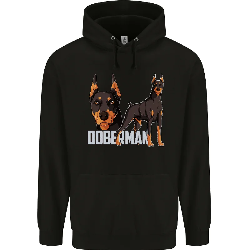 A Doberman Illustration Dog Mens 80% Cotton Hoodie Hoodie with Batwing Sleeves Loose Dramatic