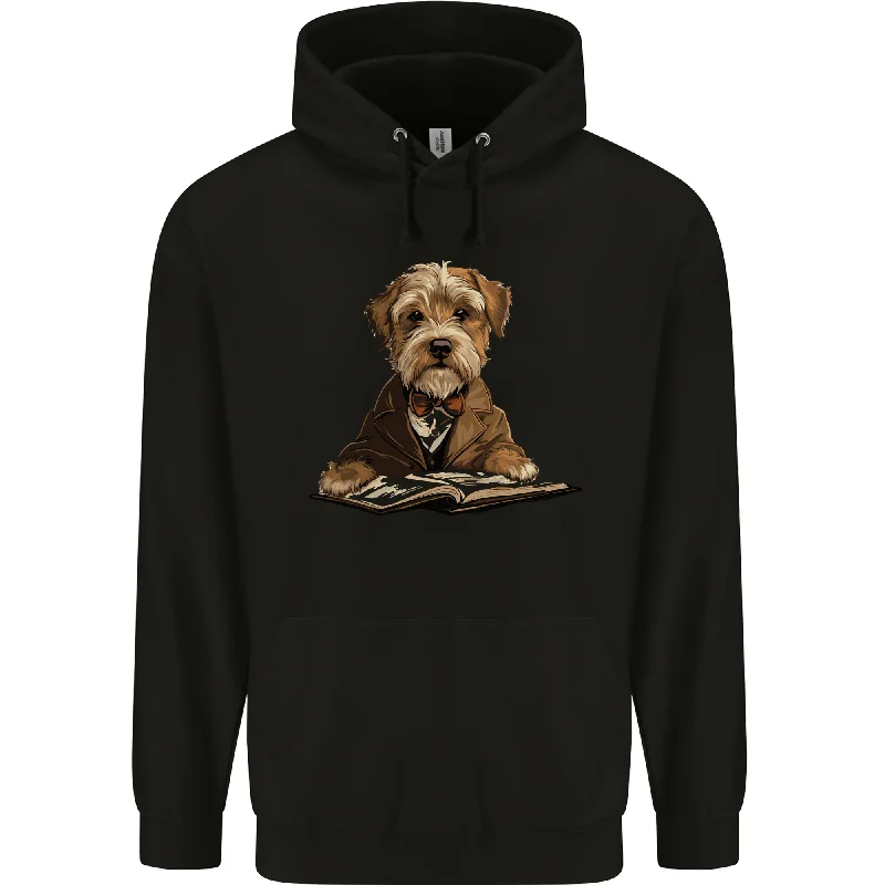 A Dog Reading a Book Mens 80% Cotton Hoodie Hoodie with Hem Contrast Bold Stylish