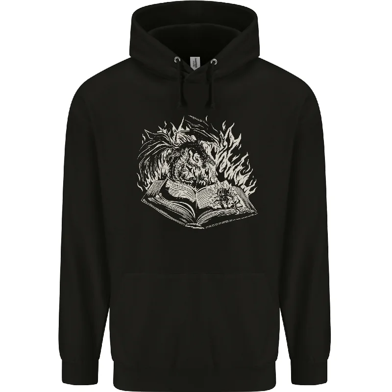 A Dragon & Book Mens 80% Cotton Hoodie Hoodie with Turtle Neck Cozy Winter