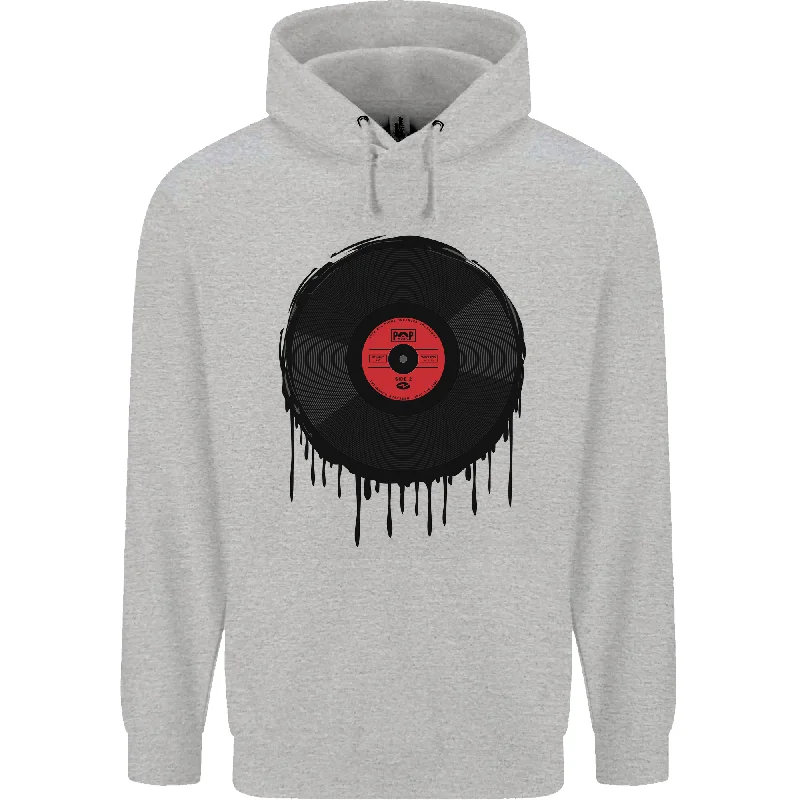 A Dripping Vinyl Record Turntable Decks DJ Mens 80% Cotton Hoodie Hoodie with Hem Patch Decorative Personalized