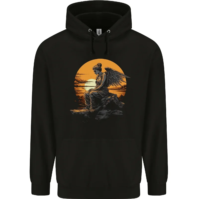 A Fallen Angel Sunset Fantasy Mens 80% Cotton Hoodie Hoodie with Gradient Ombre Colorful