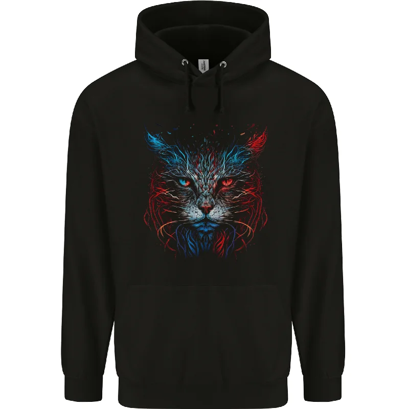 A Fantasy Cat With Cool Colours 5 Mens 80% Cotton Hoodie Hoodie with Relaxed Fit Easy Casual A Fantasy Cat With Cool Colours 5 Mens 80% Cotton Hoodie Hoodie with Relaxed Fit Easy Casual
