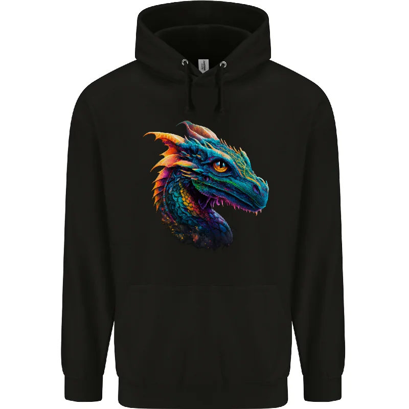 A Fantasy Colourful Dragon Mens 80% Cotton Hoodie Hoodie with Raglan Sleeves Sporty Comfortable A Fantasy Colourful Dragon Mens 80% Cotton Hoodie Hoodie with Raglan Sleeves Sporty Comfortable