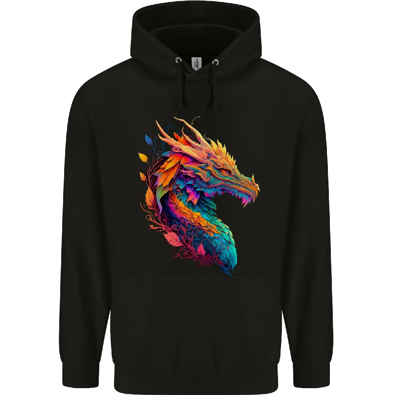 A Fantasy Dragon Mens 80% Cotton Hoodie Hoodie with Rhinestones Sparkly Elegant