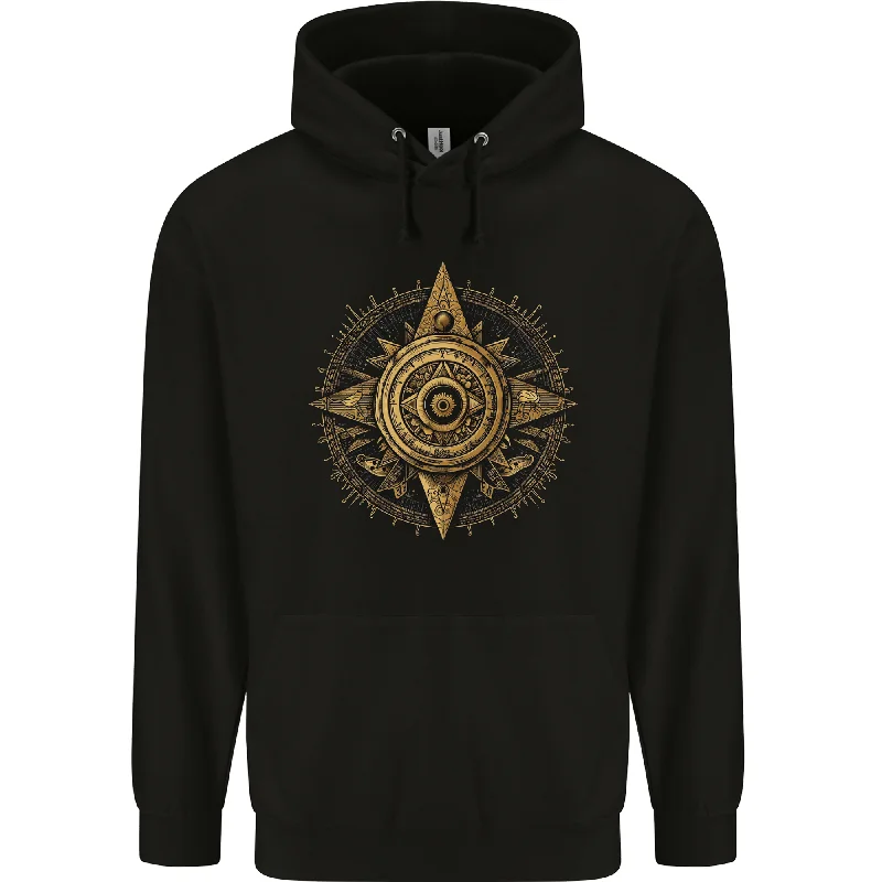 A Fantasy Gold Compass Mens 80% Cotton Hoodie Hoodie with Contrast Stitching Detailed Premium