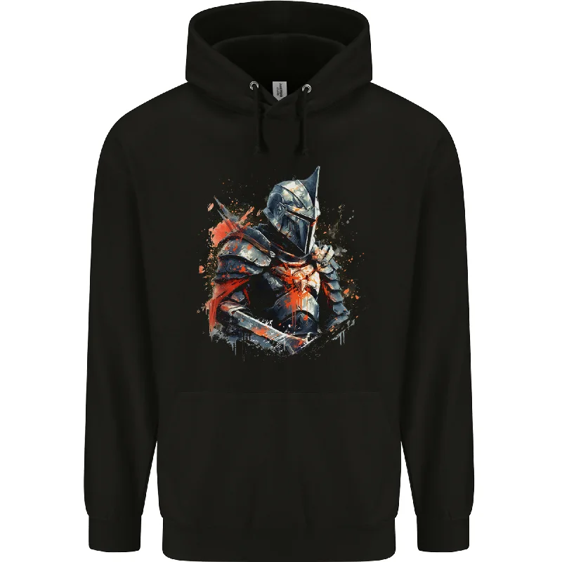 A Fantasy Medieval Knight in Armour Mens 80% Cotton Hoodie Hoodie with Exposed Zipper Edgy Industrial A Fantasy Medieval Knight in Armour Mens 80% Cotton Hoodie Hoodie with Exposed Zipper Edgy Industrial