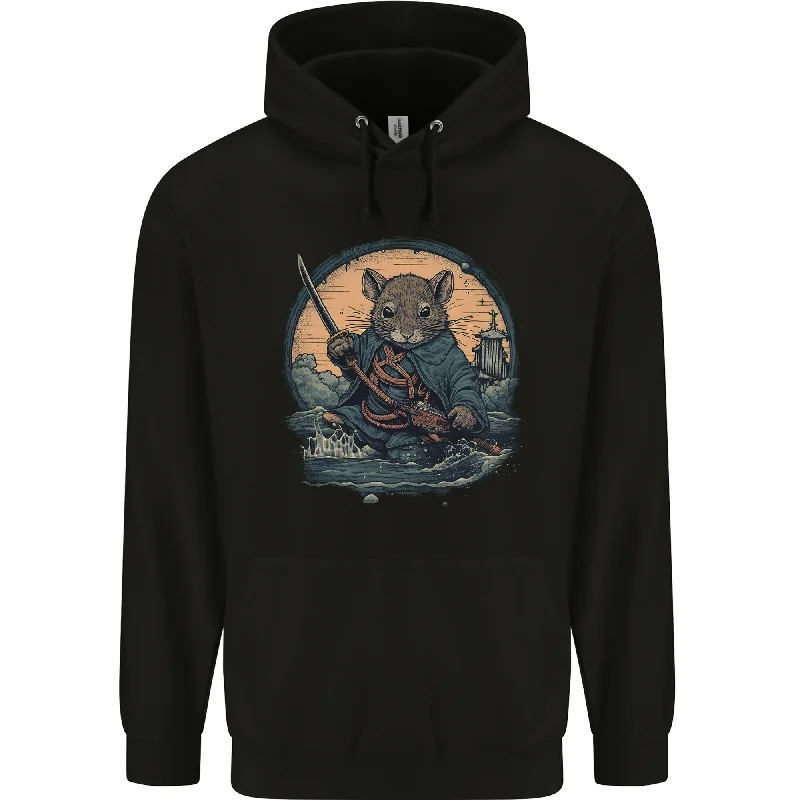 A Fantasy Samurai Mouse Mens 80% Cotton Hoodie Hoodie with High-Low Hem Asymmetrical Trendy A Fantasy Samurai Mouse Mens 80% Cotton Hoodie Hoodie with High-Low Hem Asymmetrical Trendy