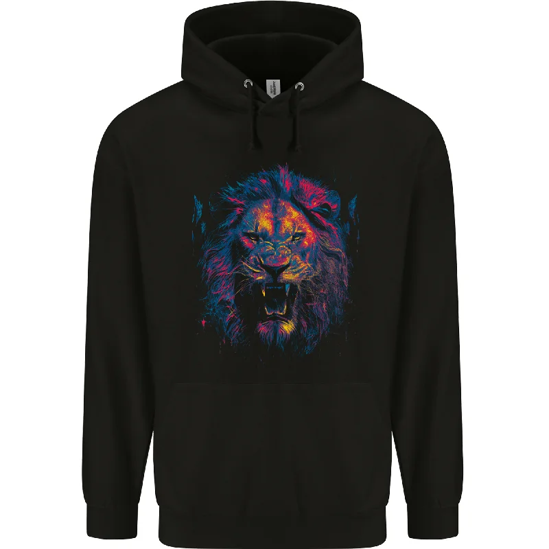 A Ferocious Lion Mens 80% Cotton Hoodie Hoodie with Hem Patch Decorative Personalized A Ferocious Lion Mens 80% Cotton Hoodie Hoodie with Hem Patch Decorative Personalized