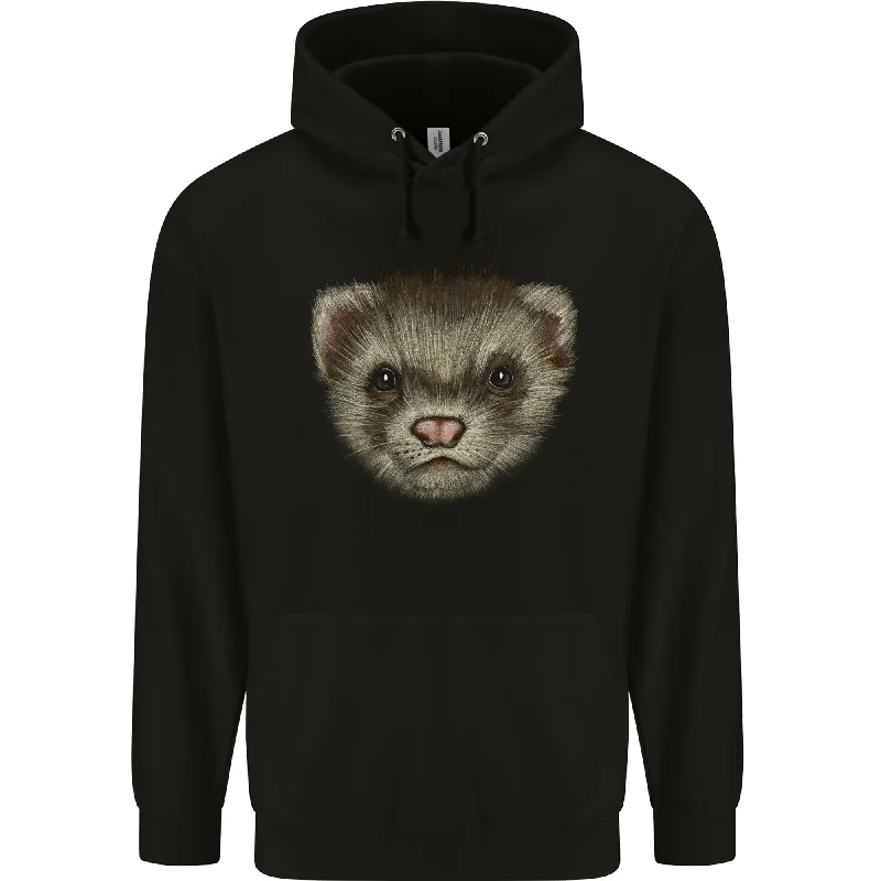 A Ferret Head Mens 80% Cotton Hoodie Hoodie with Hem Contrast Bold Stylish
